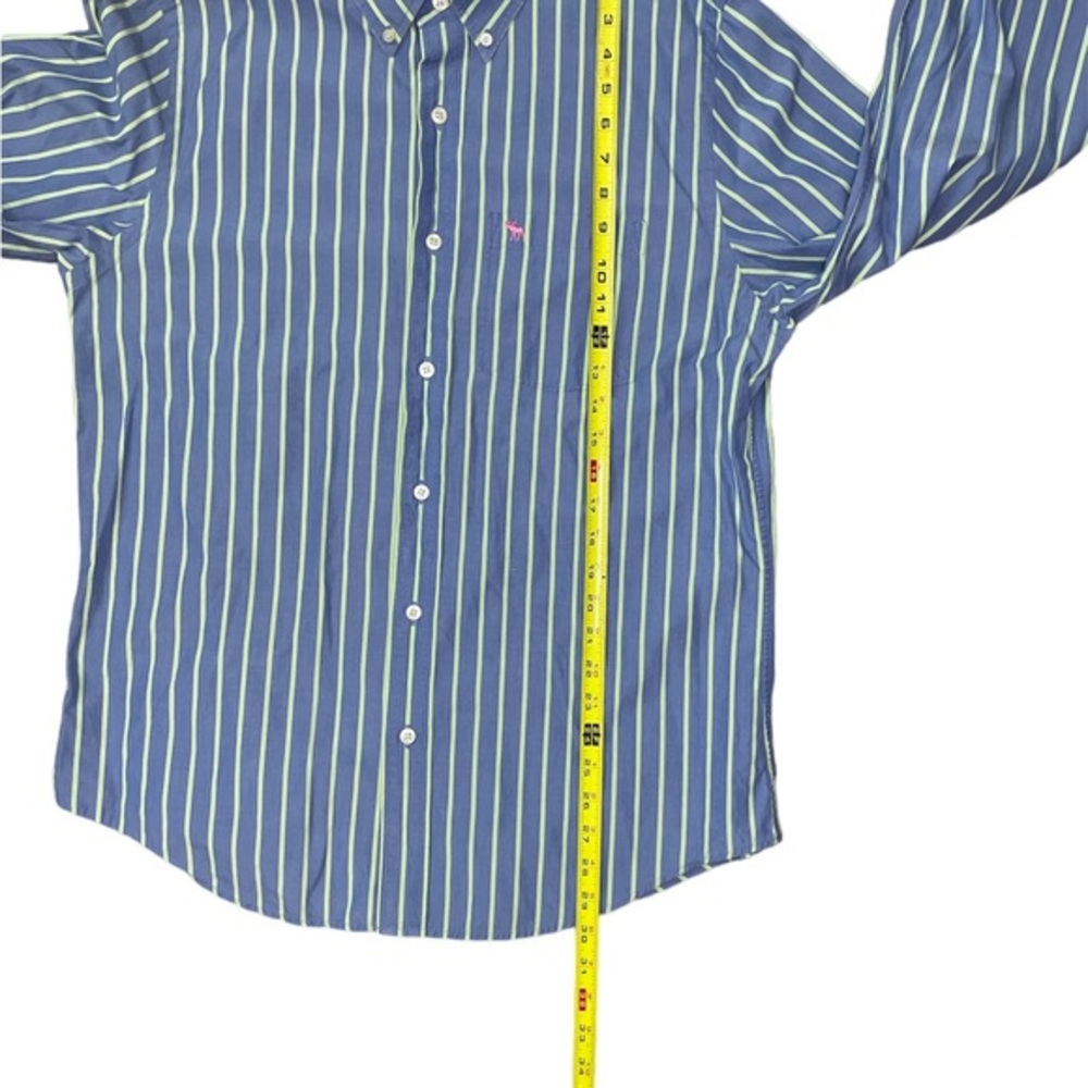Abercrombie & Fitch Blue &‎ Green Striped Button Down Shirt Muscle Men's Size XL - Picture 3 of 5